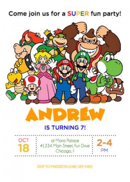 Birthday - Super Mario Bros. Template