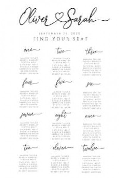 Wedding Seating Poster Chart Plan Cursive Print | Template | Designer ...